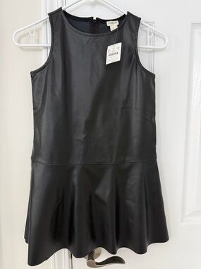 Crewcuts Black Faux Leather Sleeveless Fit-and-Flare Dress